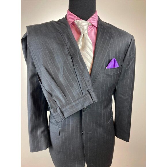 Zegna Fabric / Saks Fifth Avenue Pinstriped Suit 44 S / R e54 - Picture 1 of 6